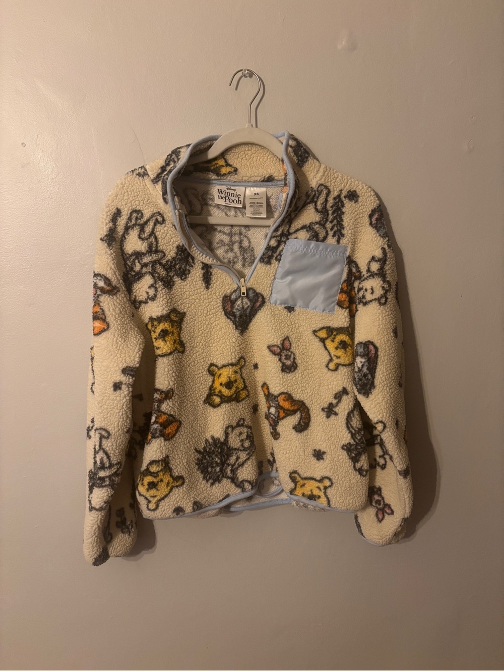 Disney Winnie the Pooh Cream Sherpa Pullover with Yellow Accents